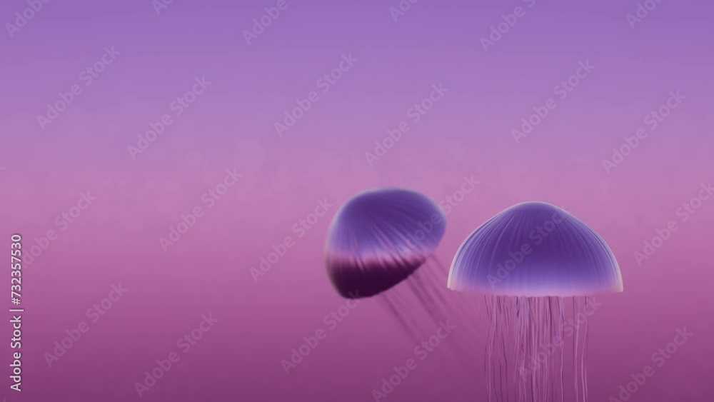 Leinwandbilder a surrealistic composition featuring a jellyfish with tentacles that transform into delicate, floati