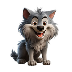 Obraz premium Wolf cartoon character on transparent Background