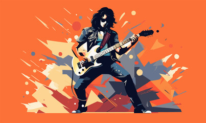 rock music fan vector flat minimalistic isolated illustration - obrazy, fototapety, plakaty