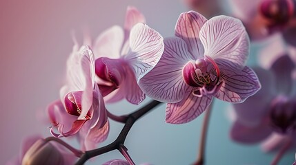 Close-Up View of Vibrant Pink Orchids with Delicate Petals and Intricate Patterns