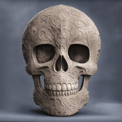 ornamental carved skull isolated - 732359355