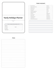 Editable Yearly Holidays Planner Kdp Interior printable template Design.