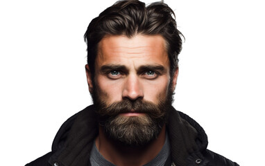 Defined Jawline Hollywoodian Beard Isolated on Transparent Background PNG.