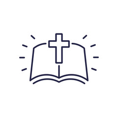 Bible line icon, holy prayer book