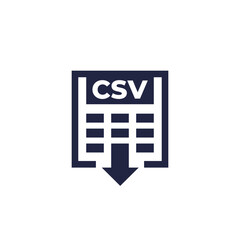 csv icon, download data file vector - obrazy, fototapety, plakaty