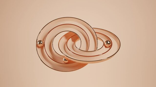 Modern Geometric Design: Abstract 3D Animation of Spheres Rolling in Circular Grooves