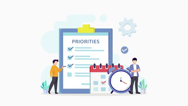 Priorities video animation 4k clip. Work planning and management to boost your efficiency.