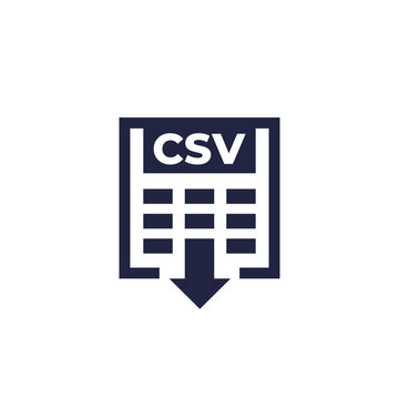 csv icon, download data file vector