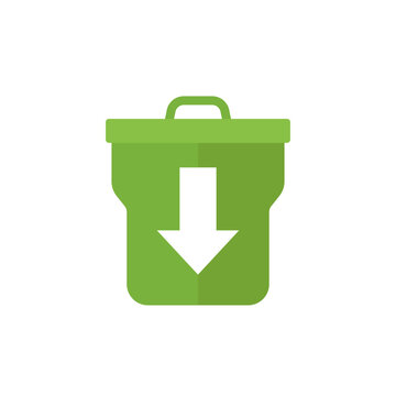 waste reduction icon with a trash bin in flat design