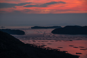 日本の岡山県瀬戸内市の美しい星空