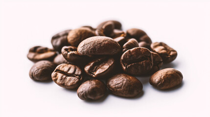 Naklejka premium coffee beans on white background - soft focus with vintage film filter