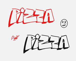 Graffiti pizza vector, isolated