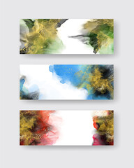 Luxury abstract background set of marble liquid ink art.