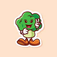 vector cute cartoon character of broccoli peace isolated