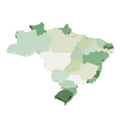 3D Green Brazil States map