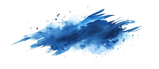 Blue paint brush strokes in watercolor isolated, transparent PNG - obrazy, fototapety, plakaty