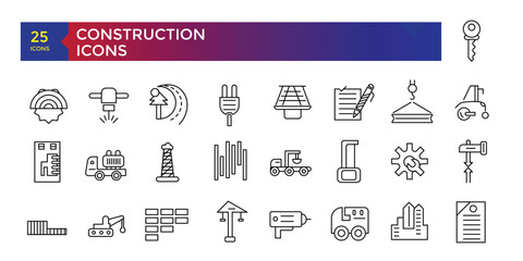 Building and construction icon set, icons collection