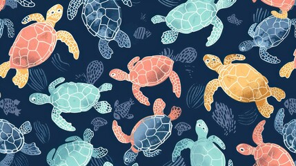 seamless pattern with turtle