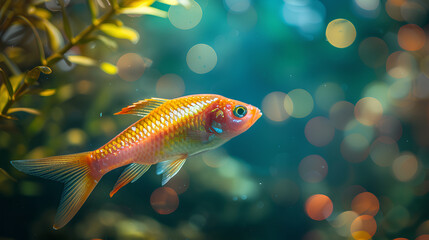 A fish swimming in an aquarium