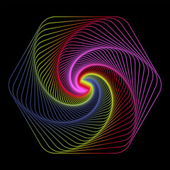 Vector Colored Line Icon Isolated on Dark Background. Spiral Logo.