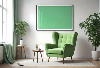 modern living room with green armchair