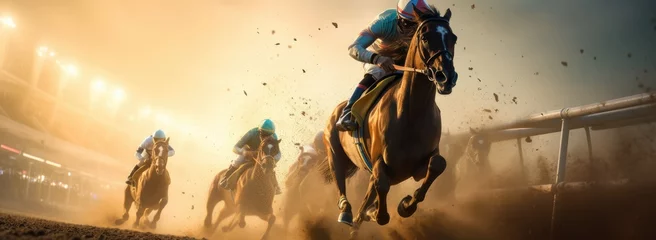 Deurstickers Galloping for glory: The drama of horse racing. © Murda