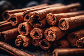 Obraz na płótnie Canvas Generative Ai illustration of cinnamon sticks in a drying room