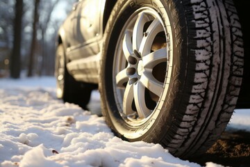 Robust New car winter tire. Drive wheel winter sport snow. Generate Ai