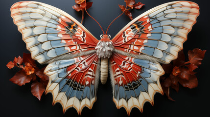 Vibrant Orange and White Butterfly on Black Background. Generative AI