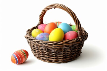 Happy Easter Eggs Basket Sunlight. Bunny in flower easter hibiscus decoration Garden. Cute hare 3d Sketching easter rabbit spring illustration. Holy week bubbly card wallpaper creative