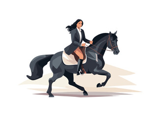 A girl rides a horse. Vector illustration