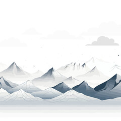 Fototapeta premium Minimal vector outline mountains view Generative Ai
