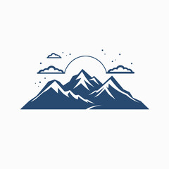 Fototapeta premium Minimal vector outline mountains view Generative Ai