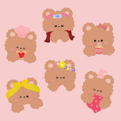 Set of cute bear activity illustration