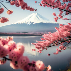 Nature's Canvas: Spring Blossoms and Majestic Mountains of Japan
