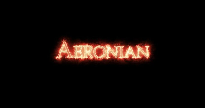 Aeronian written with fire. Loop