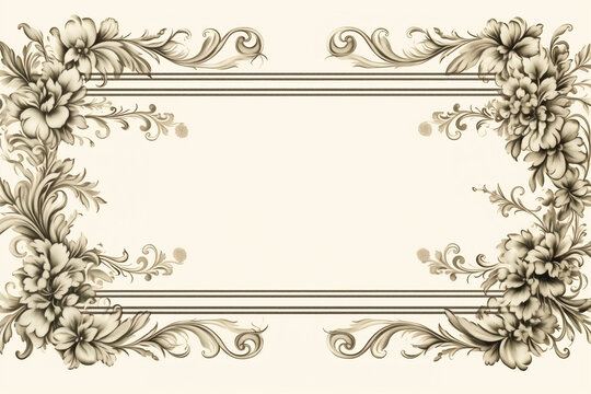vintage flower border frame, invitations for weddings and parties