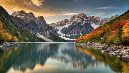 lake and mountains