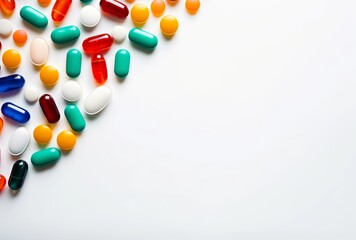 Assorted Pharmaceutical Pills and Capsules on a  White Background