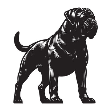 Bullmastiff dog silhouette, Bull mastiff silhouettes, Dog silhouettes,