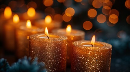 Glowing Candles in a Bottle: A Festive and Eco-Friendly Alternative to Traditional Wax Candles Generative AI