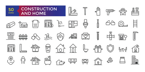 Fototapeta na wymiar Simple set of building and construction related icons con set, icons collection