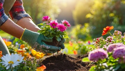  planting flowers in garden
