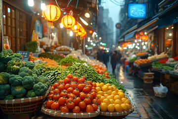 colorful asia street market