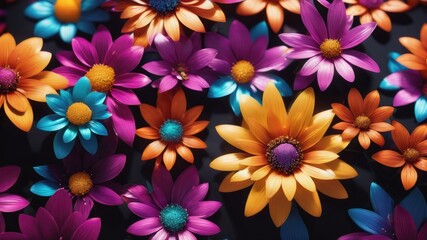 Flowers in the garden, Flowers on a black background, colorful flowers,s and a lens flare, colorful flower background, 