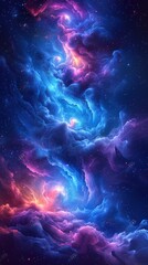 Fototapeta na wymiar Purple Nebula: A Colorful Space Odyssey Generative AI