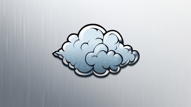 Stylised blue cartoon cloud with a playful design on a brushed metal background.