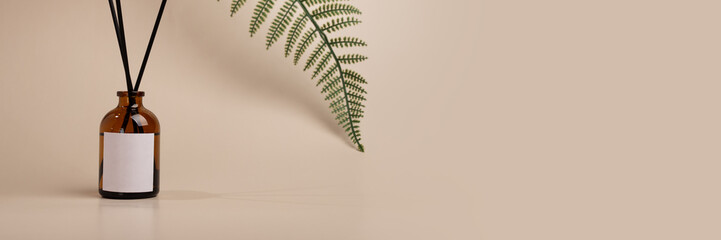 Mockup template, aroma diffuser on a natural background, organic fragrance, spa atmosphere