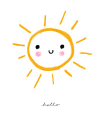 Cute Nursery Vector Illustration with Smiling Sun and Handwritten 