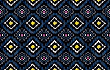 Ethnic ikat seamless pattern in tribal. Aztec geometric ethnic ornament print. Ethnic pattern style. Design for background, illustration, fabric, clothing, carpet, textile, batik, embroidery.
